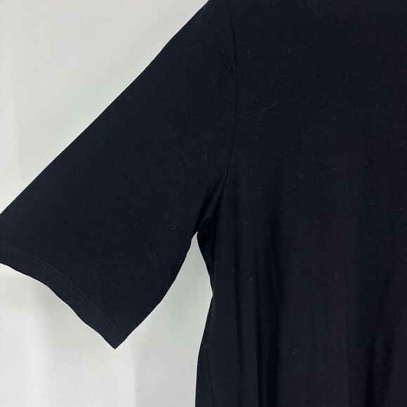 Eileen Fisher Dress Size Medium Black Jersey Knit Shift Stretch Half Sleeve - Picture 7 of 9